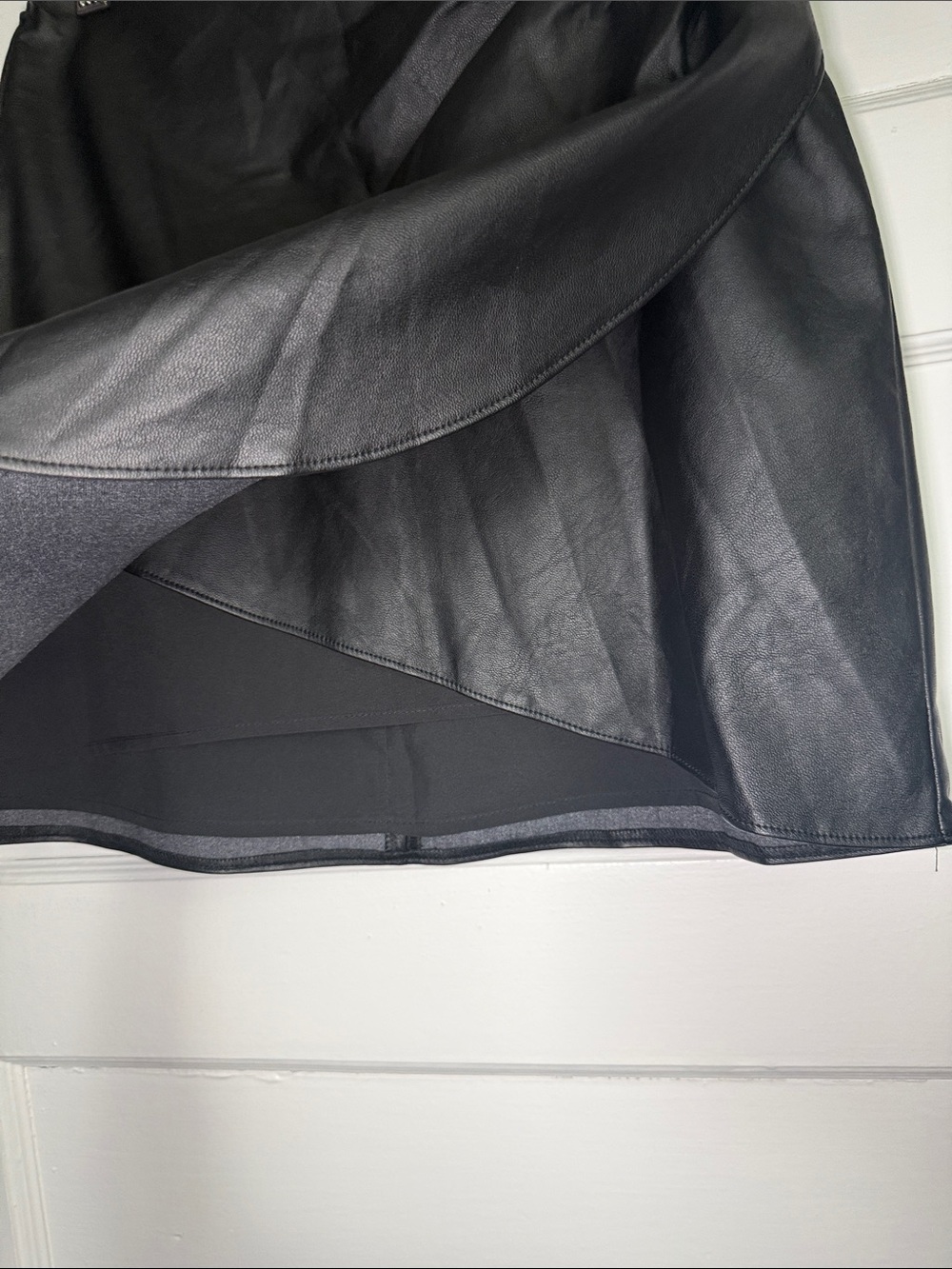 Abercrombie & Fitch Black Faux Leather Mini Skirt with Tulip Wrap Whimsigoth XS - Picture 3 of 9